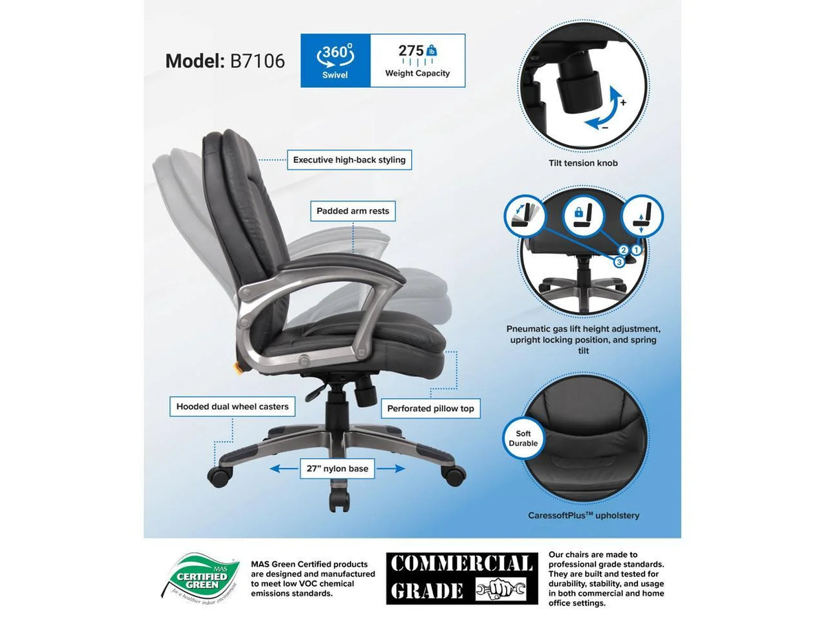 Pillowtop Executive Mid Back Office Chair with Headrest U5050