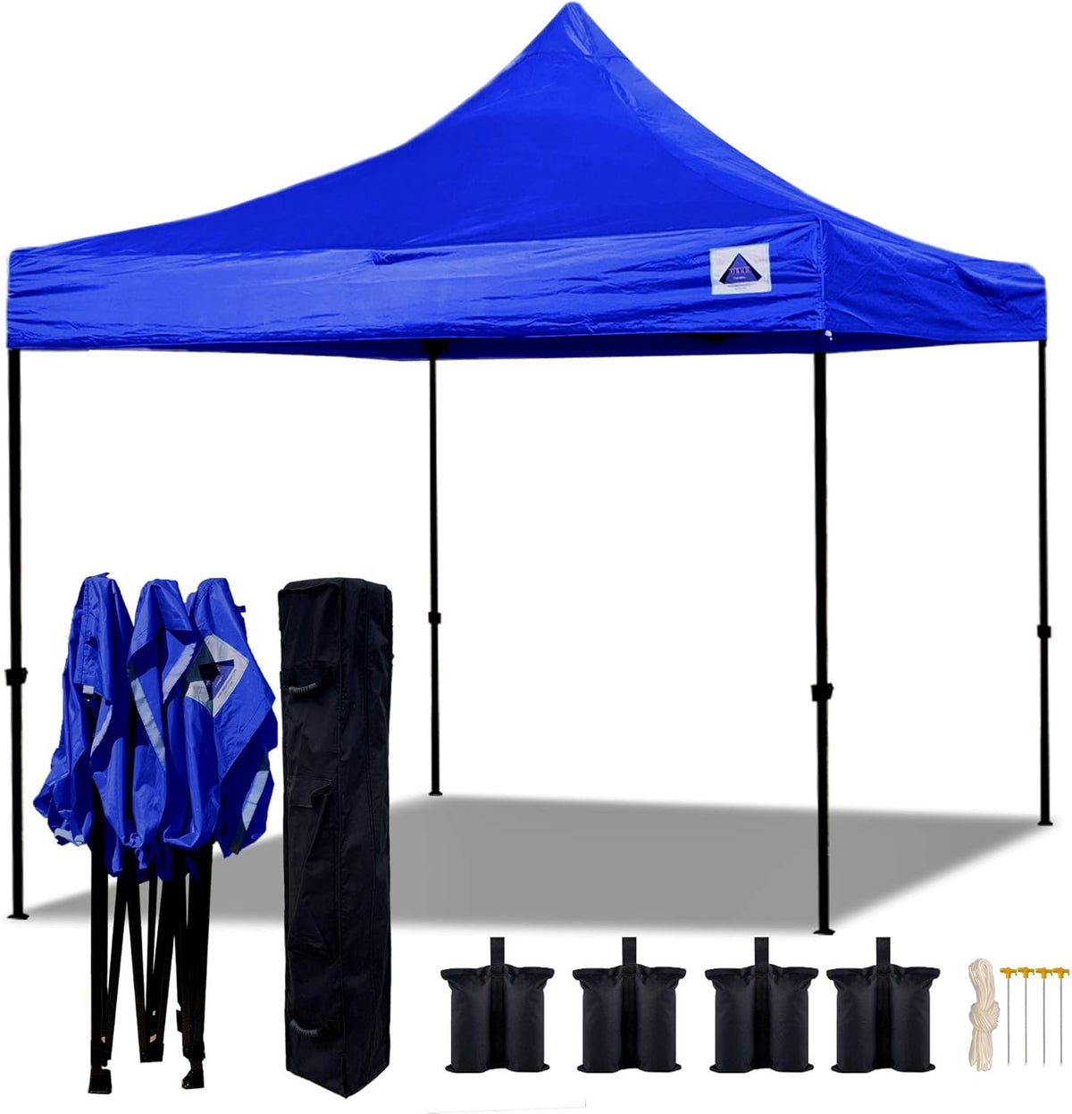 10'x10' White Pop Up Canopy Tent with Wheel Bag and 4 Sand Bags X1777