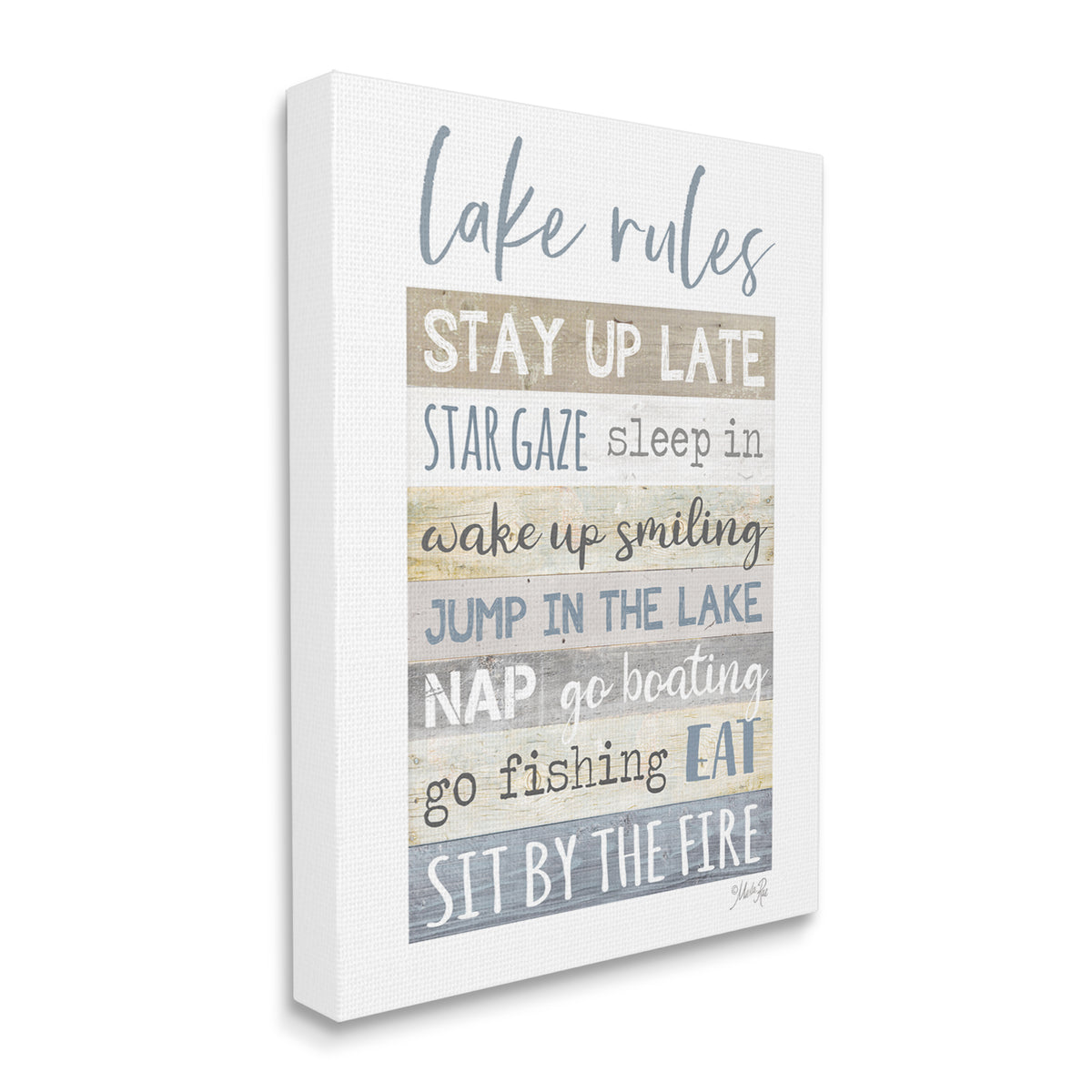 Lake Rules Typography Rustic Vacation Cabin Sign Canvas Wall Art, 24 x 30 D84151