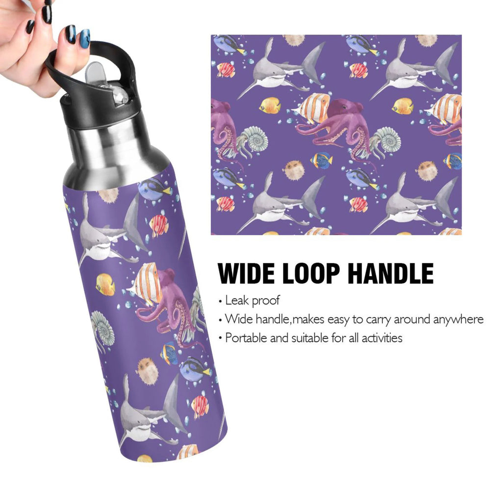 20 OZ Stainless Steel Vacuum Insulated Water Bottle with Straw Lid P54930