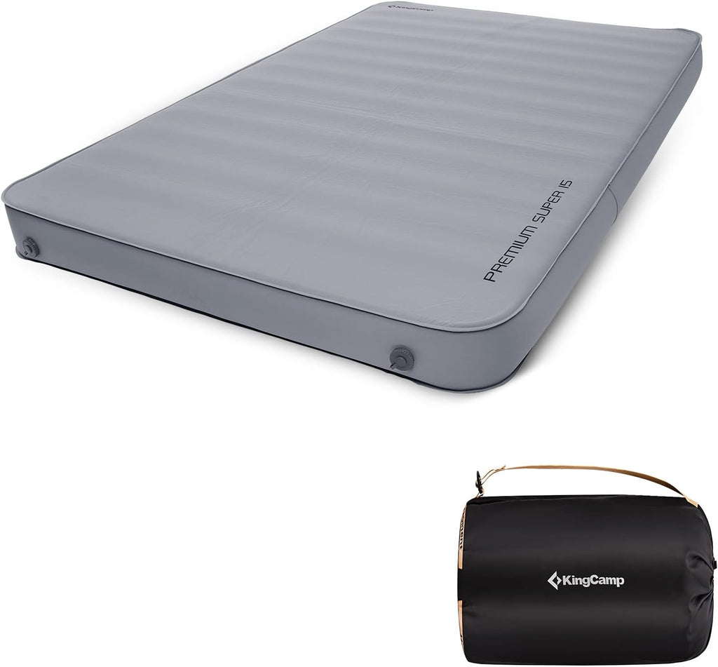 Queen Size Double Self Inflating Sleeping Pad with R Value 9.5, Grey V198525