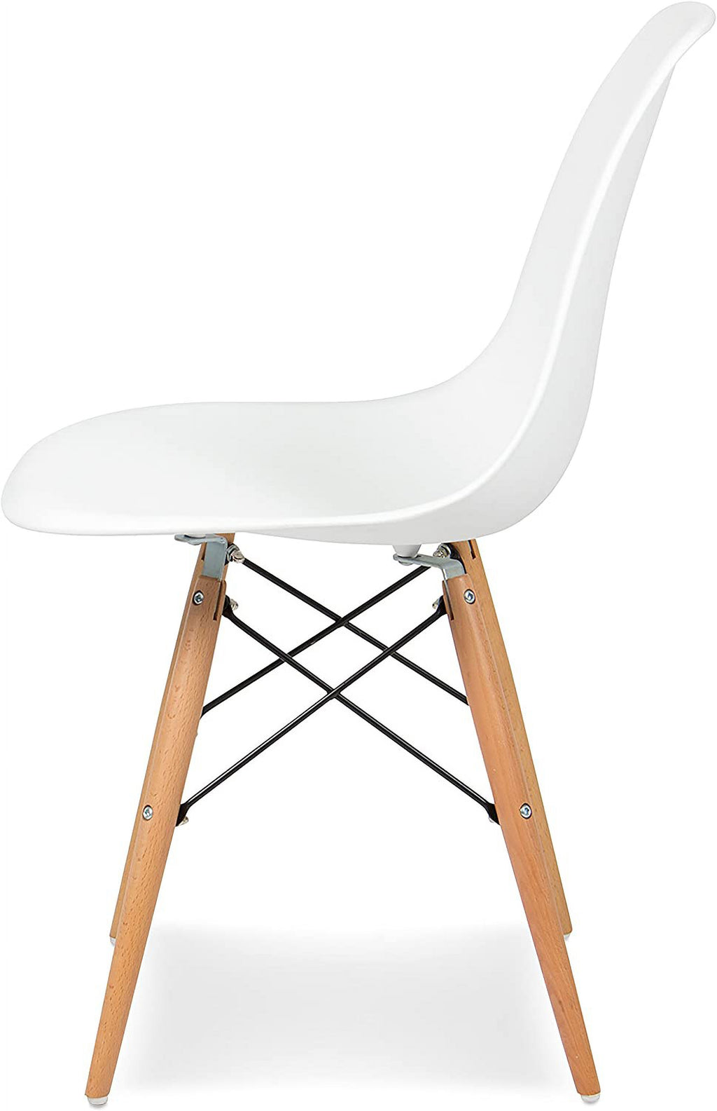 White Molded Plastic Dining Chairs with Wood Legs, Set of 4 U483