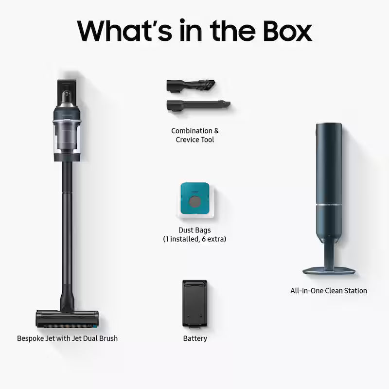 Cordless Stick Vacuum with Clean Station in Misty White G15549