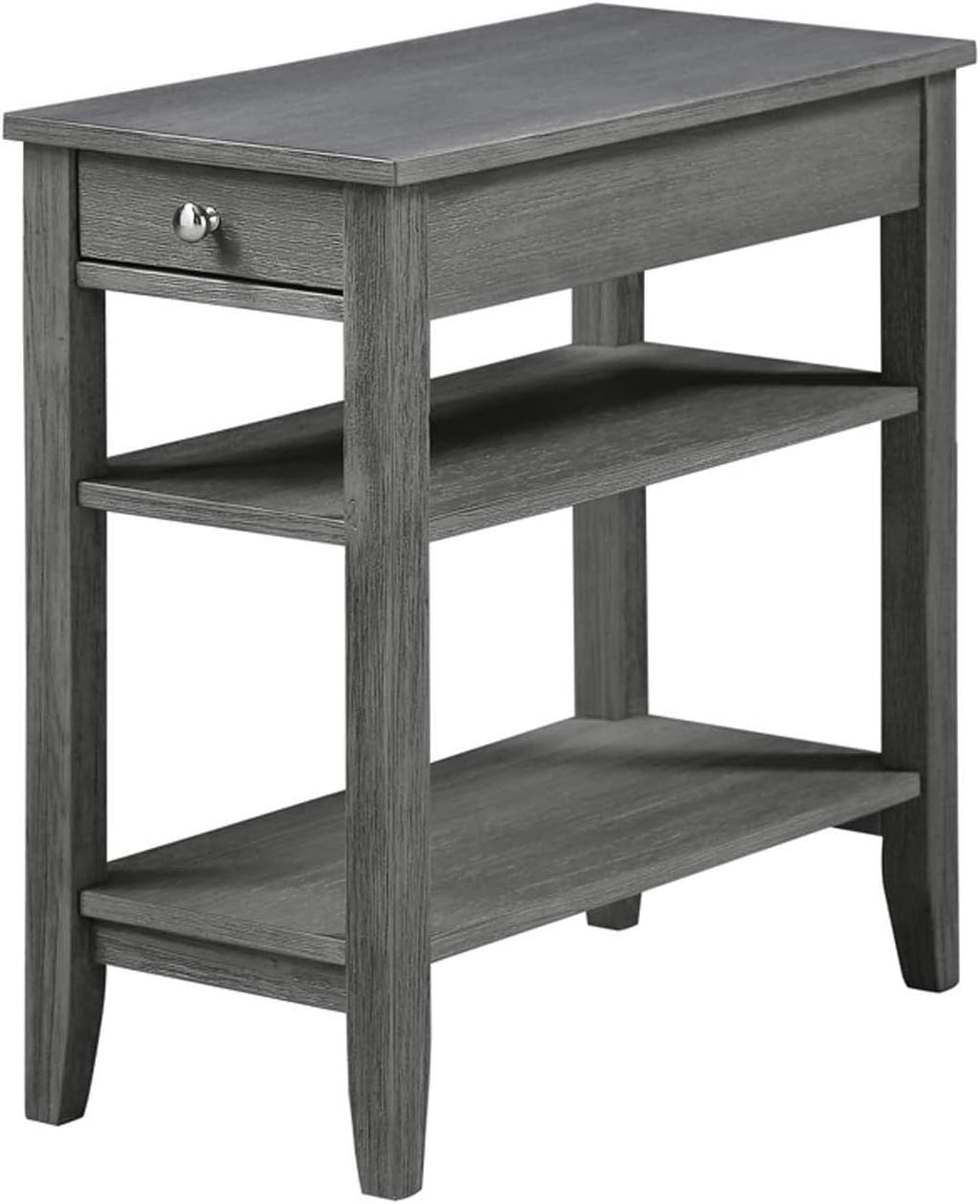 Three Tier End Table with Drawer, Dark Gray J6902