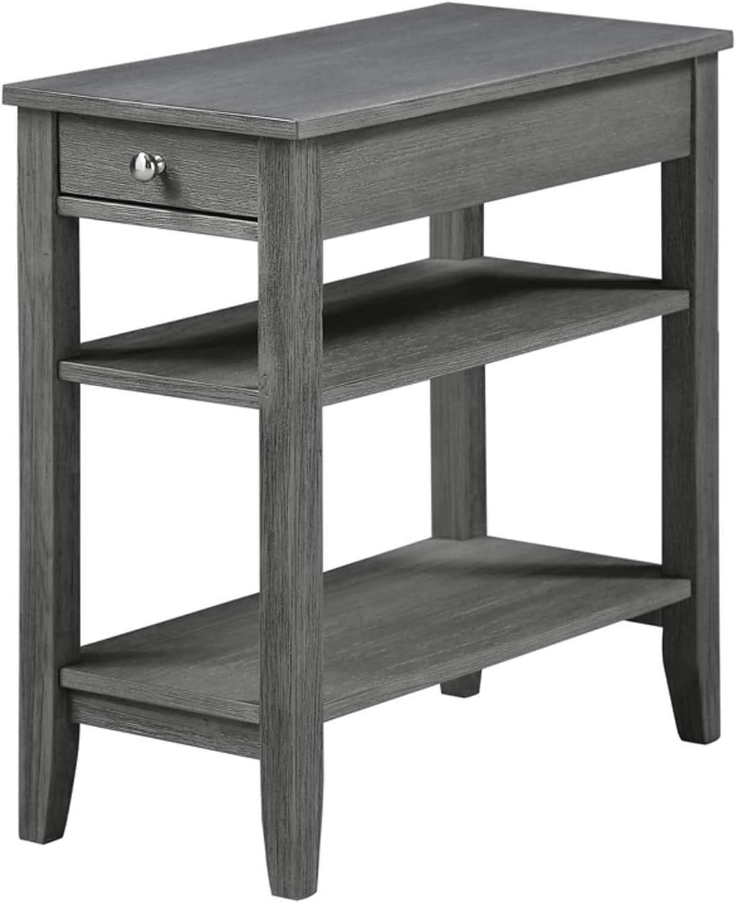 Three Tier End Table with Drawer, Dark Gray J6902