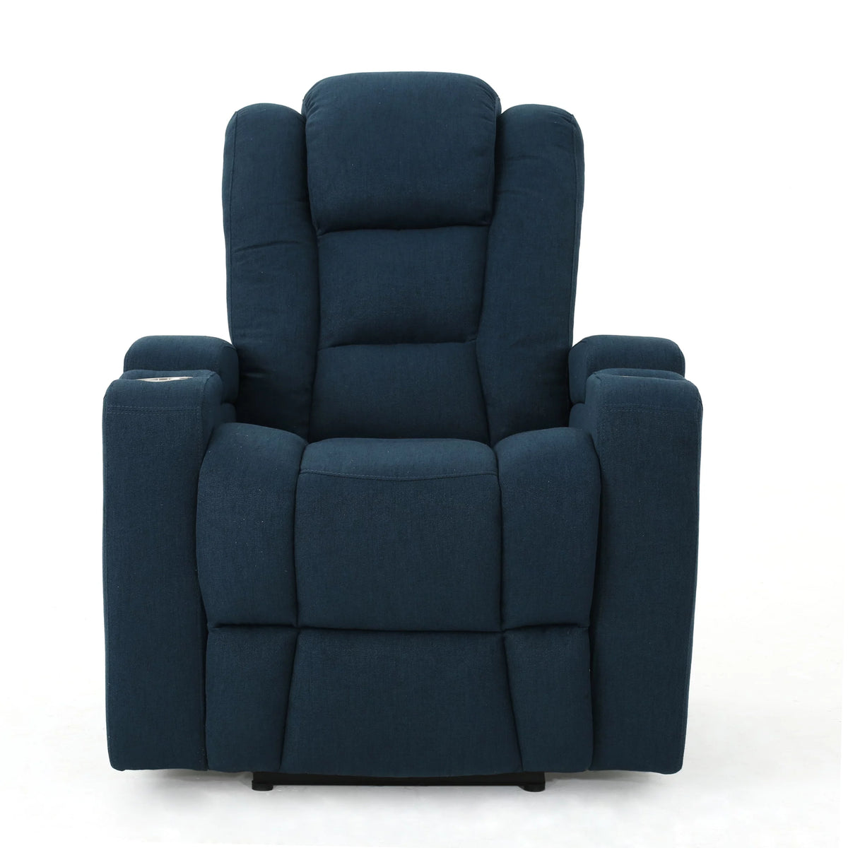 Navy Blue Tufted Fabric Power Recliner L8142