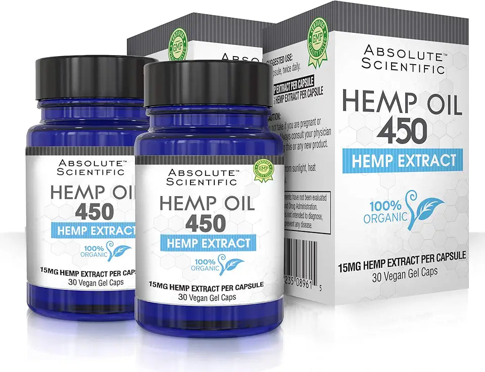 Hemp Oil 450 Capsules 2 Pack 60ct Organic with MCT Oil Q6673