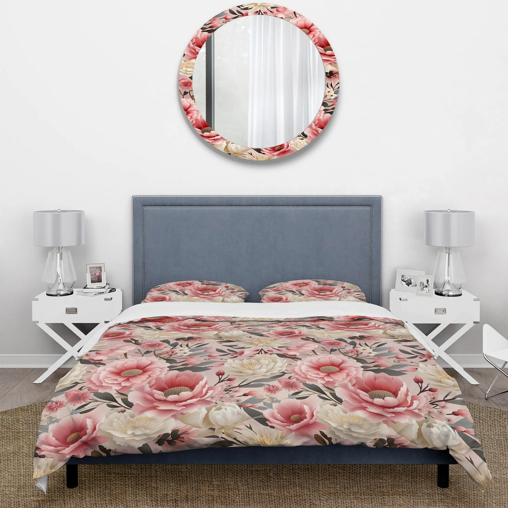Pink Floral Bedding Set With 1 Sham M31396