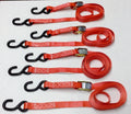 Red 4pc Heavy Duty Motorcycle ATV Tie-Down Strap Kit N90087