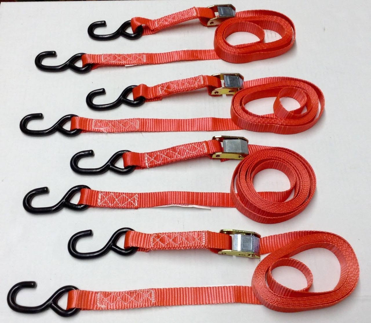 Red 4pc Heavy Duty Motorcycle ATV Tie-Down Strap Kit N90087