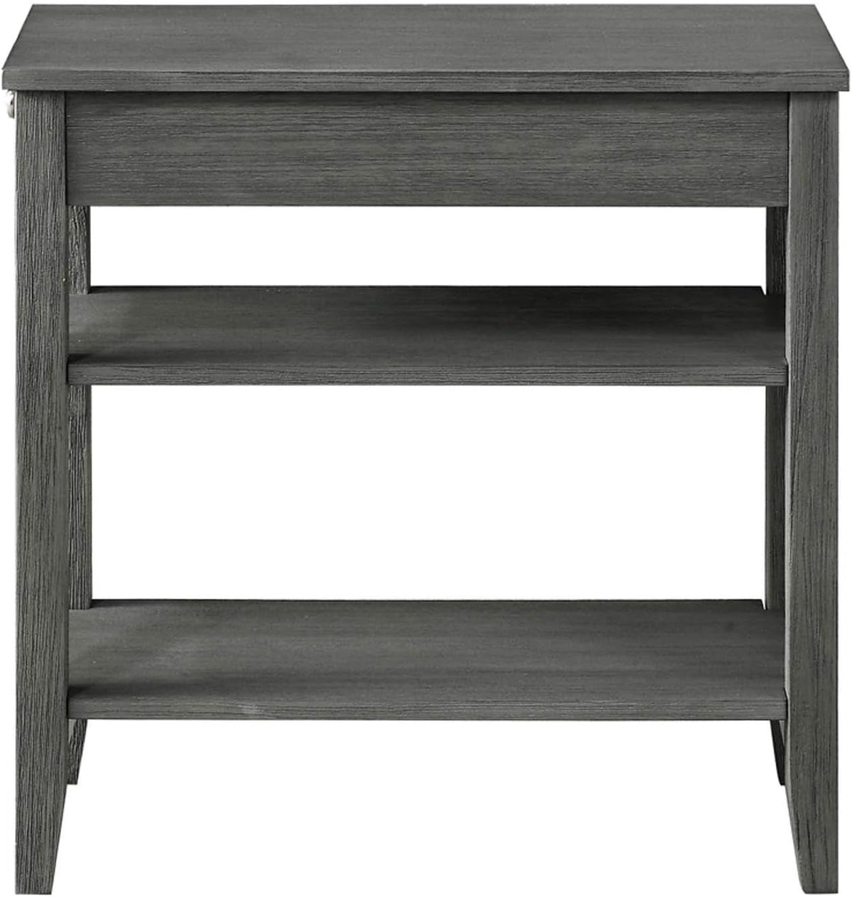 Three Tier End Table with Drawer, Dark Gray J6902
