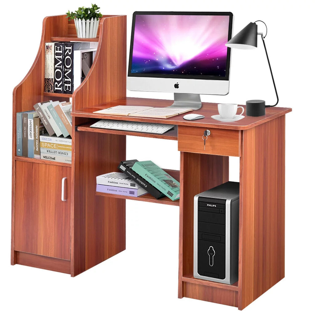 Computer Study Desk with Bookshelf U849827
