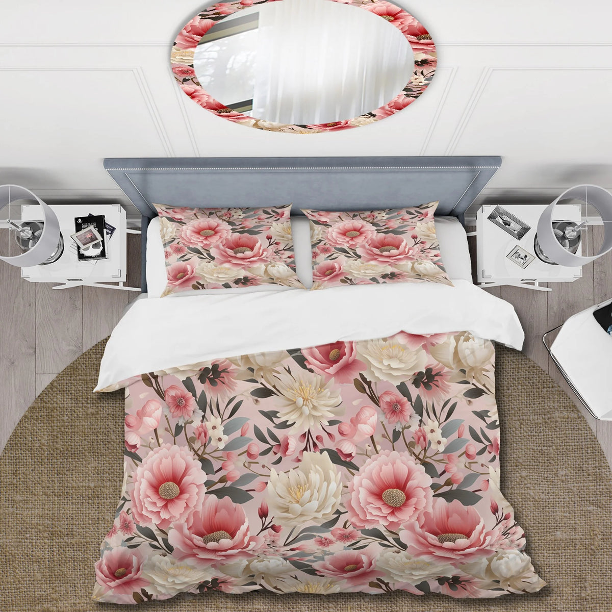 Pink Floral Bedding Set With 1 Sham M31396