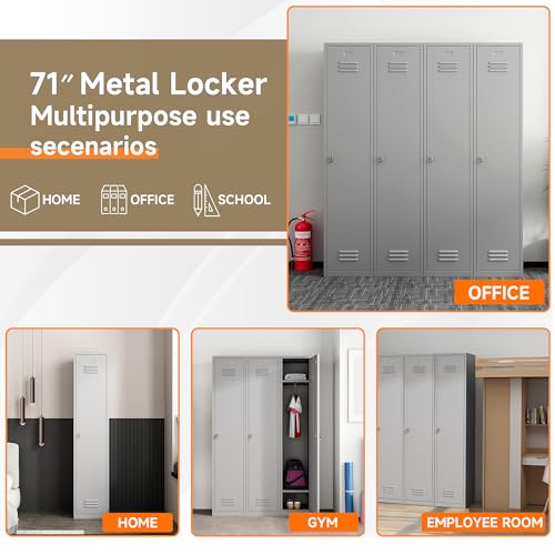 71" Tall Grey Steel Lockable Metal Locker C369543