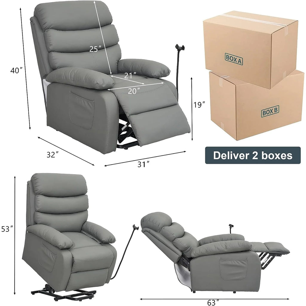 Dark Gray Micro Leather Power Lift Recliner Chair with Remote J748083