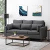 Charcoal Fabric 3 Seater Sofa with Accent Pillows V230317